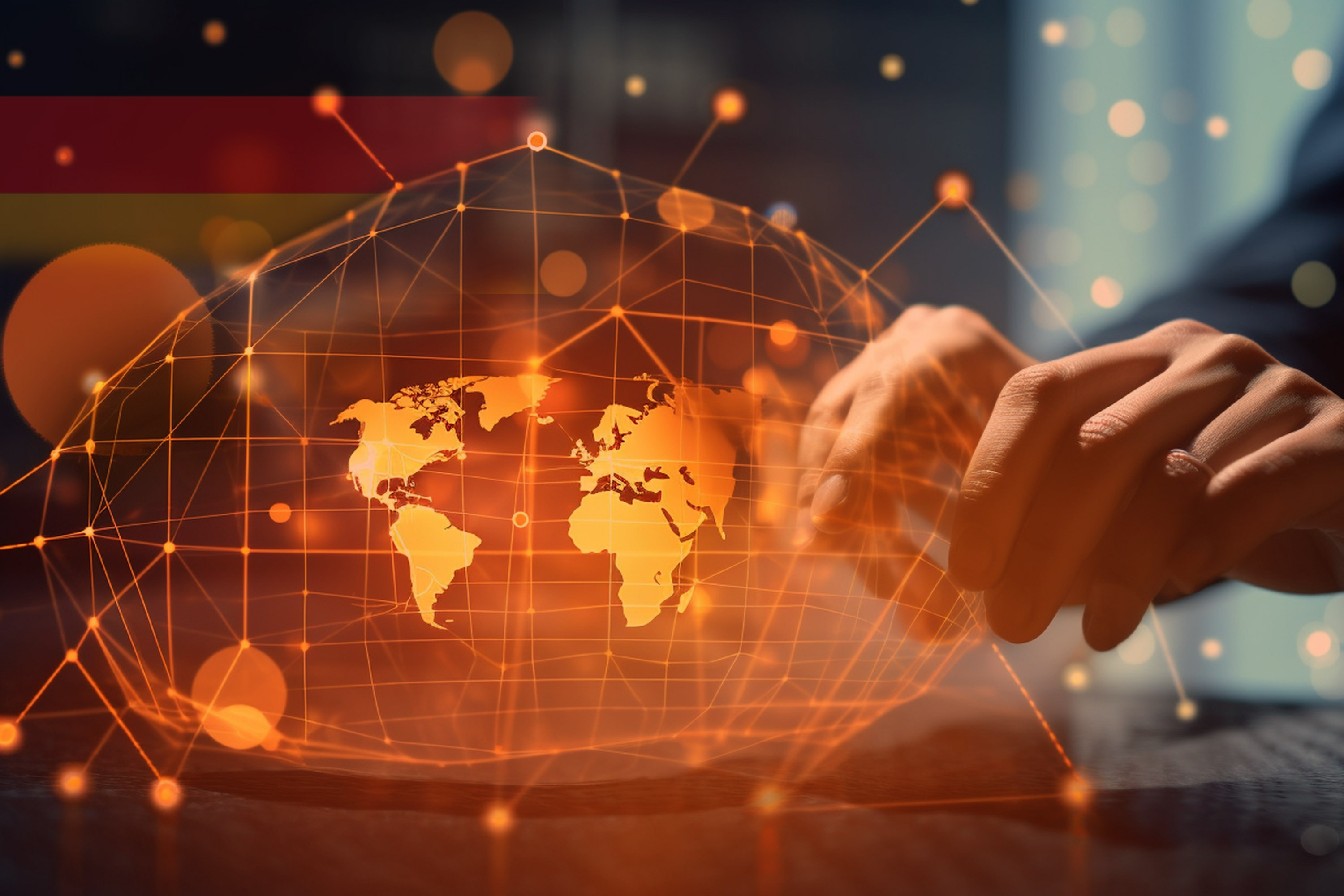 Germany business hub concept with skyline, logistics and technology imagery.