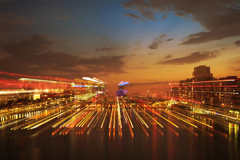 Night view of a futuristic Robotic City with glowing lights and modern skyline symbolizing innovation, automation, and smart urban technology.